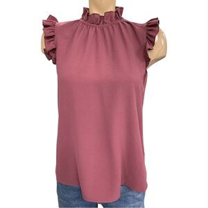 Elegant Ruffled Mauve Blouse Size M